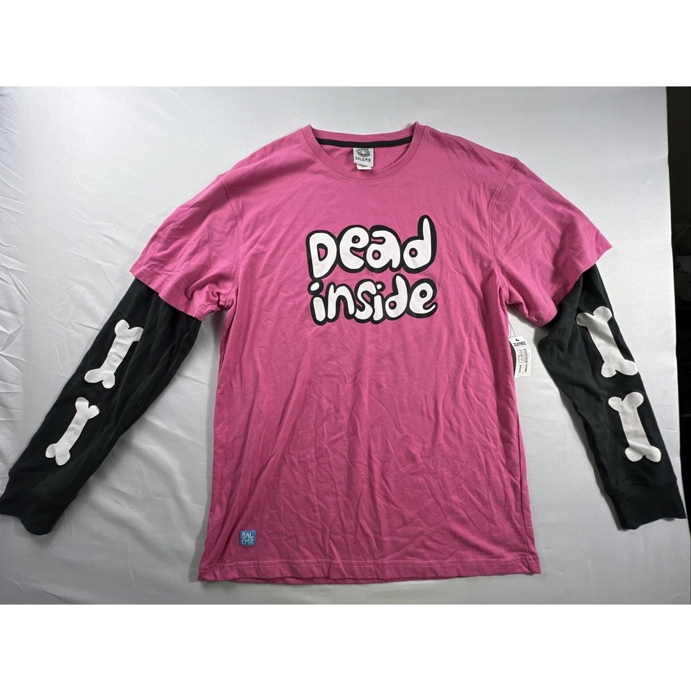 Zumiez Men Shirt Long Sleeve XL Pink/Grey Layered Grunge Dead Inside Y2K Salem7